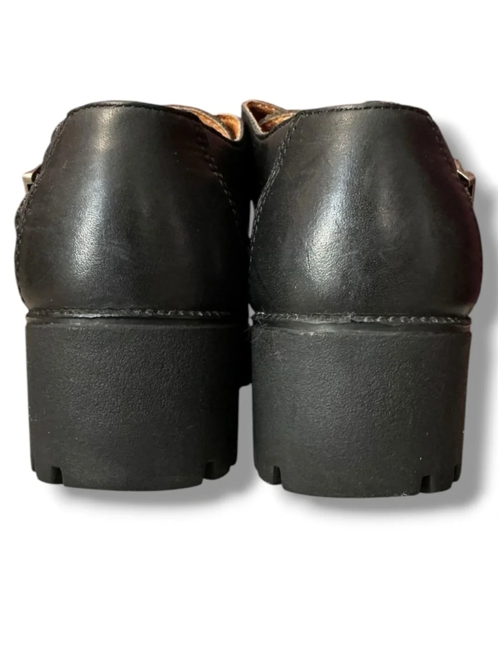 Harley-Davidson Black Leather Buckle Platform Slip-Ons